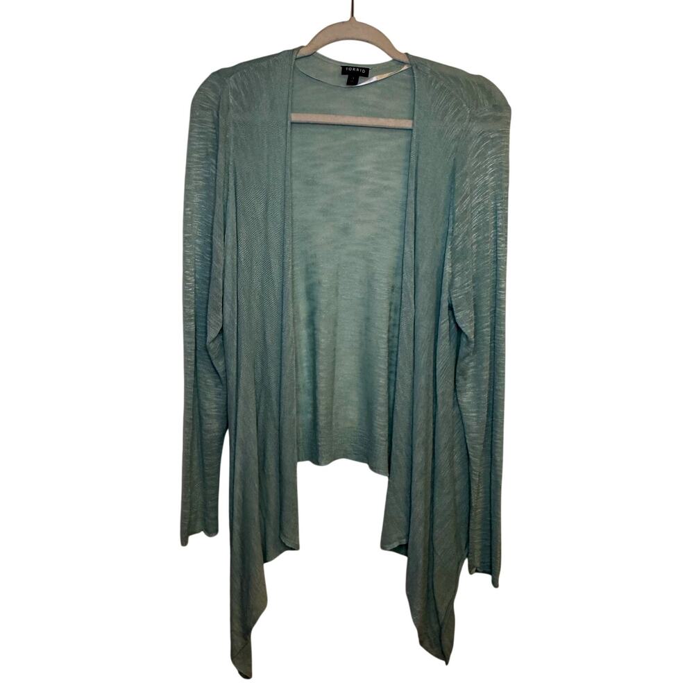 Torrid Sage Green Waterfall Cardigan Sz 1